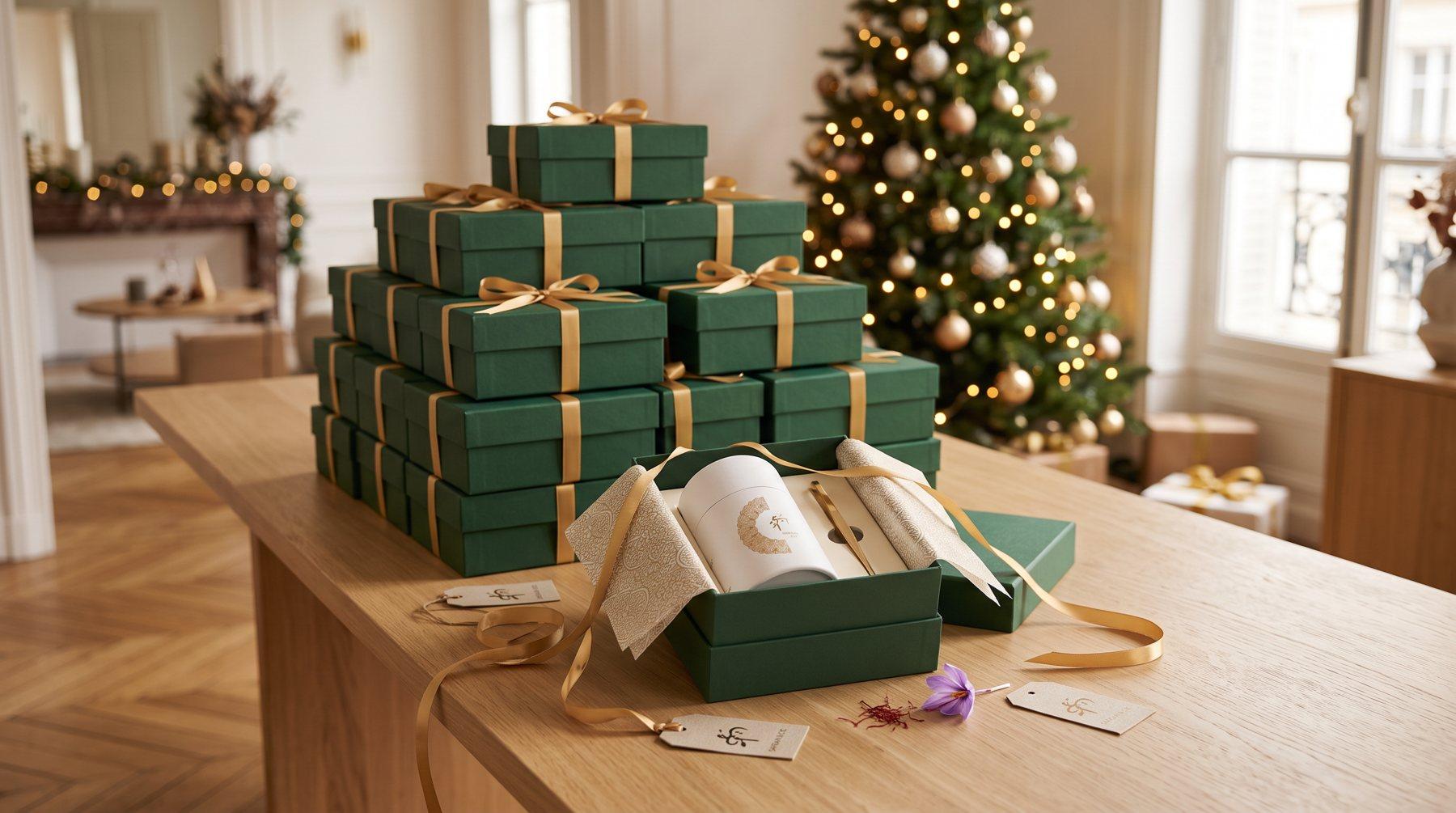 Coffrets cadeaux Safran & Cie prêts pour les fêtes en entreprise